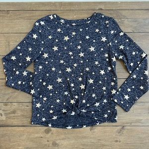 3/$15 Gap kids long sleeve top with tie waist. Navy with silver stars. L( 10).